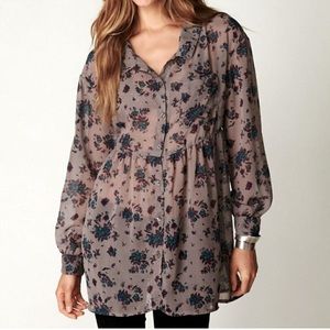 EUC Free People Sheer Floral Babydoll Dress